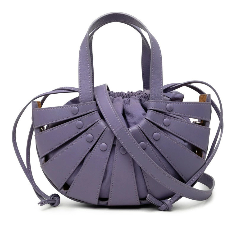Bottega Veneta The Shell Handbag Crossbody Bag Purple Leather Bottega Veneta